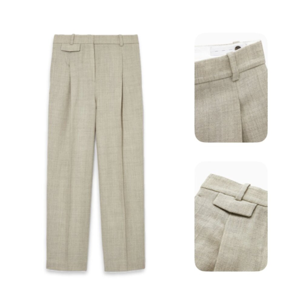 COS Pleated Wide-Leg Wool Trousers